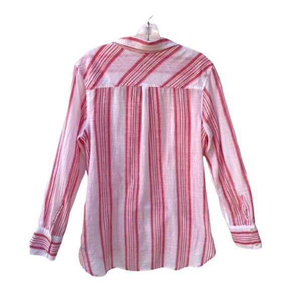 Merona Women’s Breezy Pink & White Stripped V-Neck Long Sleeve Tunic Size XL - Picture 5 of 6